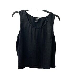 Citron Santa Monica 100% Silk Black Tank Top‎ Blouse Women’s Size L